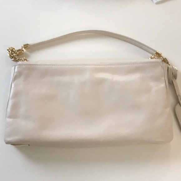 Badgley Mischka Couture Off White Leather Studded Bag - Picture 8 of 11